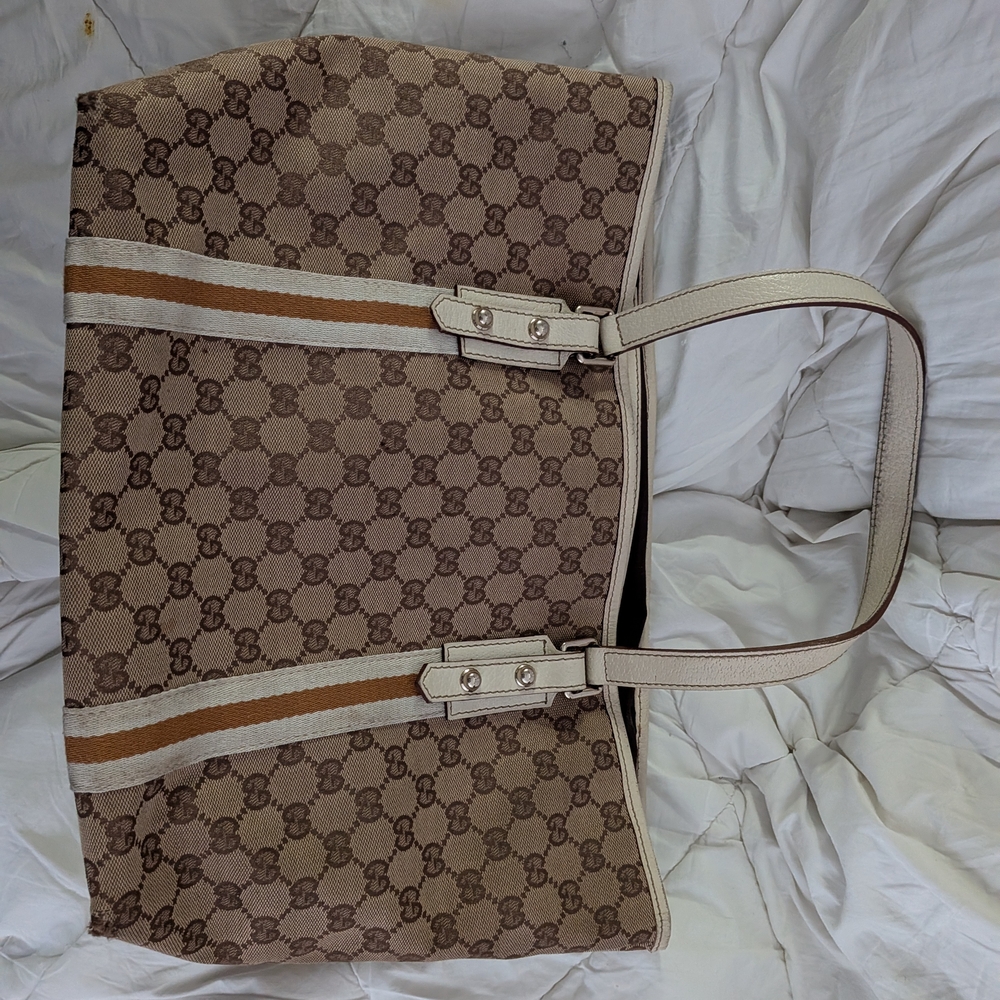 Gucci Brown Monogram Tote Bag Authentic Vintage